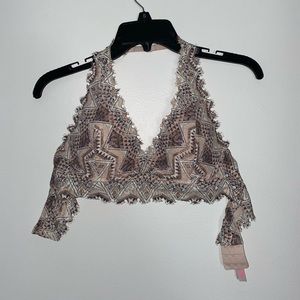 PINK/VS (Pink & Tan) Aztec Halter Bralette